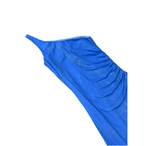 Vintage Y2K City Triangles One Shoulder Periwinkle Sparkle Shimmer Dress Fairy M - Picture 2 of 7